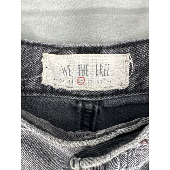 Free People Shorts 27 Faded Black Denim Cutoff Mid Rise Button Fly Soft Relaxed - Picture 2 of 8